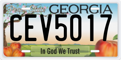 GA license plate CEV5017