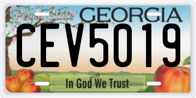 GA license plate CEV5019