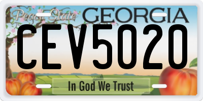 GA license plate CEV5020