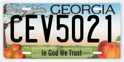 GA license plate CEV5021