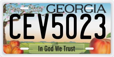 GA license plate CEV5023
