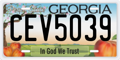GA license plate CEV5039