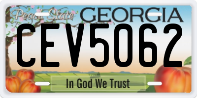 GA license plate CEV5062