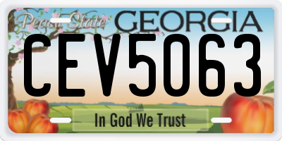 GA license plate CEV5063