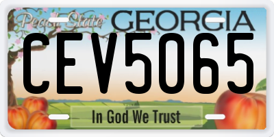 GA license plate CEV5065