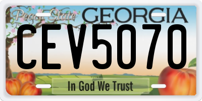 GA license plate CEV5070