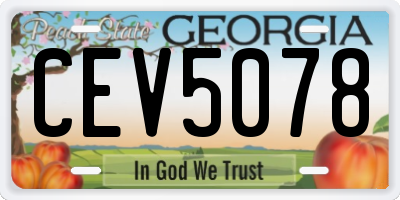 GA license plate CEV5078
