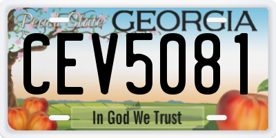 GA license plate CEV5081