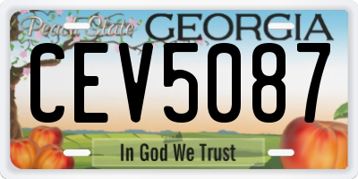 GA license plate CEV5087