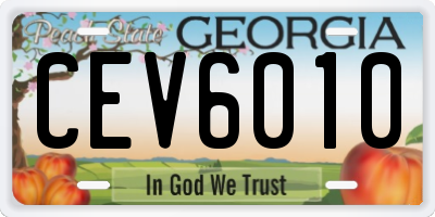 GA license plate CEV6010