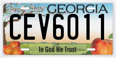 GA license plate CEV6011