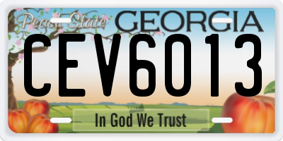 GA license plate CEV6013