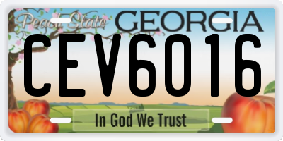 GA license plate CEV6016