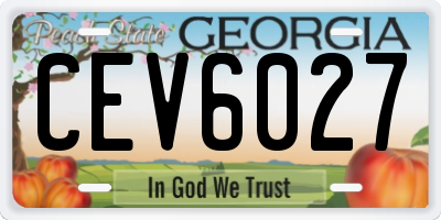GA license plate CEV6027
