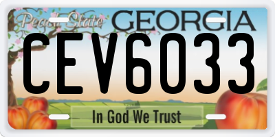 GA license plate CEV6033
