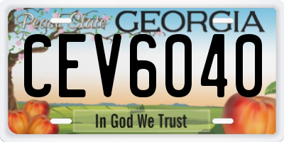 GA license plate CEV6040