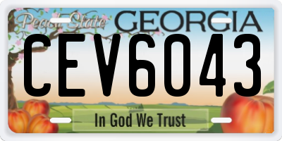 GA license plate CEV6043