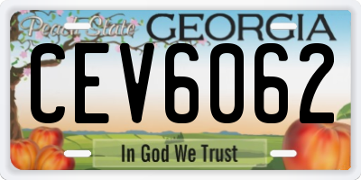 GA license plate CEV6062