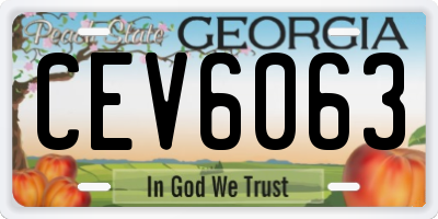 GA license plate CEV6063