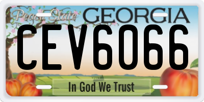 GA license plate CEV6066
