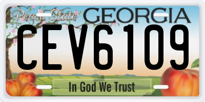 GA license plate CEV6109