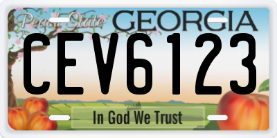 GA license plate CEV6123