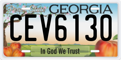 GA license plate CEV6130