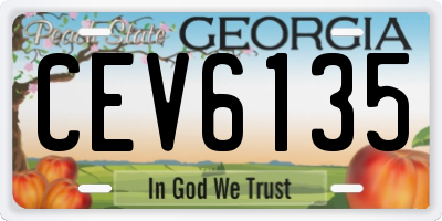 GA license plate CEV6135