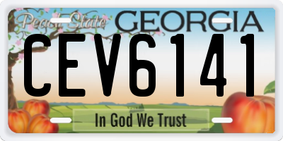 GA license plate CEV6141