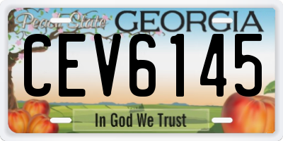 GA license plate CEV6145