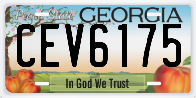 GA license plate CEV6175