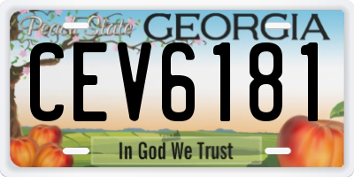 GA license plate CEV6181