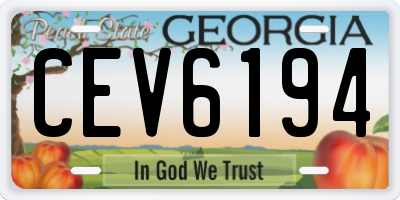 GA license plate CEV6194