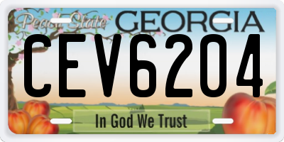 GA license plate CEV6204