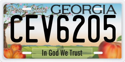 GA license plate CEV6205