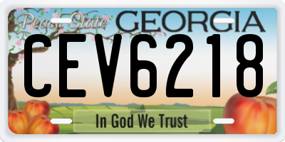GA license plate CEV6218