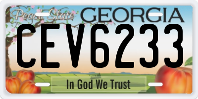 GA license plate CEV6233