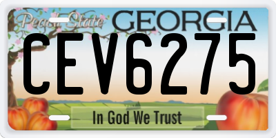 GA license plate CEV6275