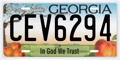 GA license plate CEV6294