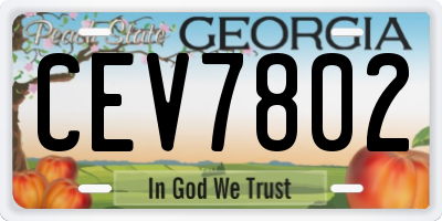 GA license plate CEV7802