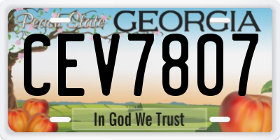 GA license plate CEV7807