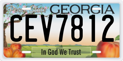 GA license plate CEV7812