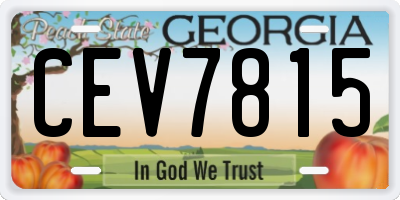 GA license plate CEV7815