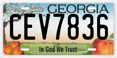 GA license plate CEV7836