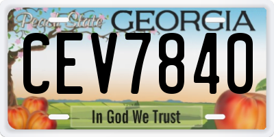 GA license plate CEV7840