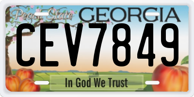 GA license plate CEV7849