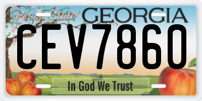 GA license plate CEV7860