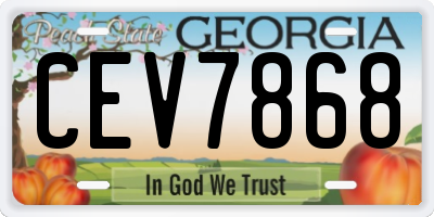GA license plate CEV7868