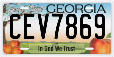 GA license plate CEV7869