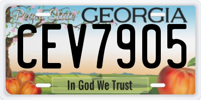 GA license plate CEV7905
